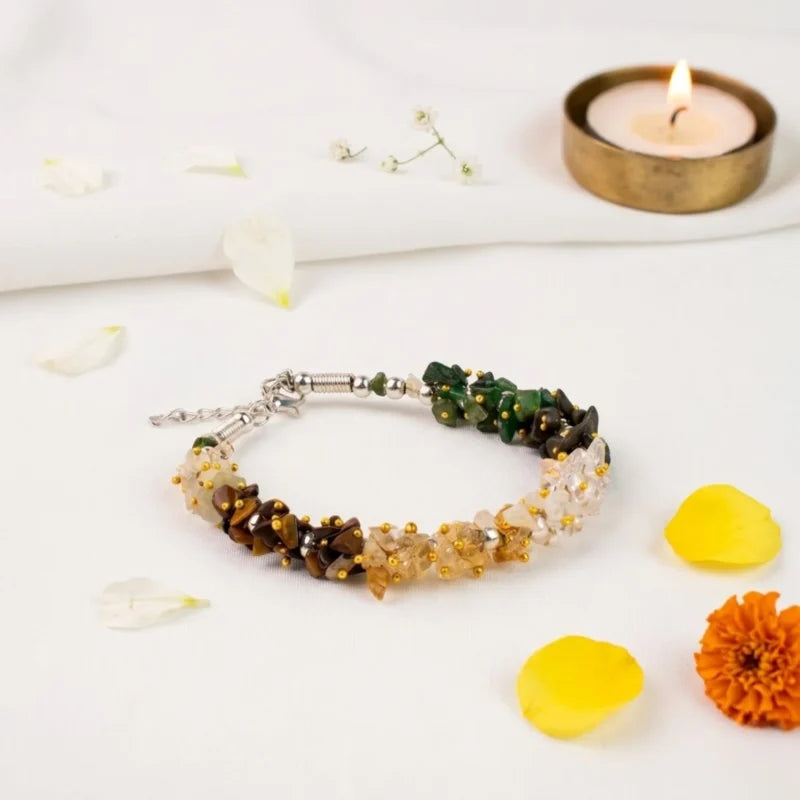 Dhanyog Chips Bracelet - Free Selenite Plate ( Charger )