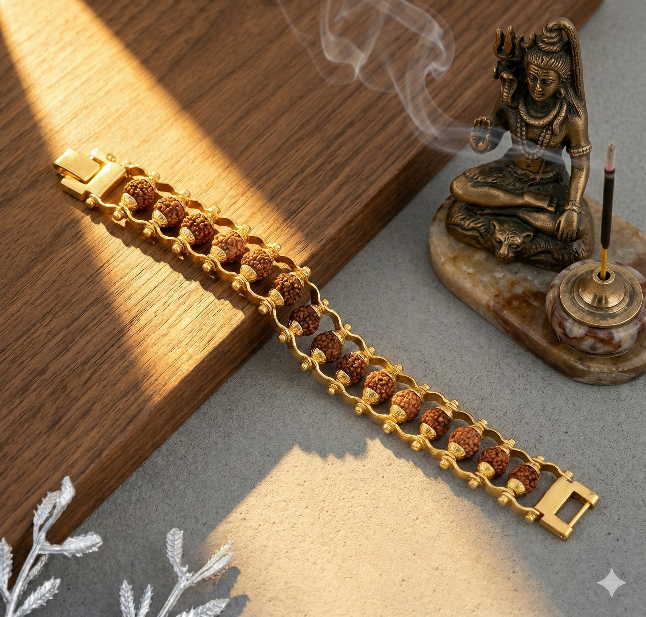 Neelkanth Gold Plated Rudraksha Bracelet