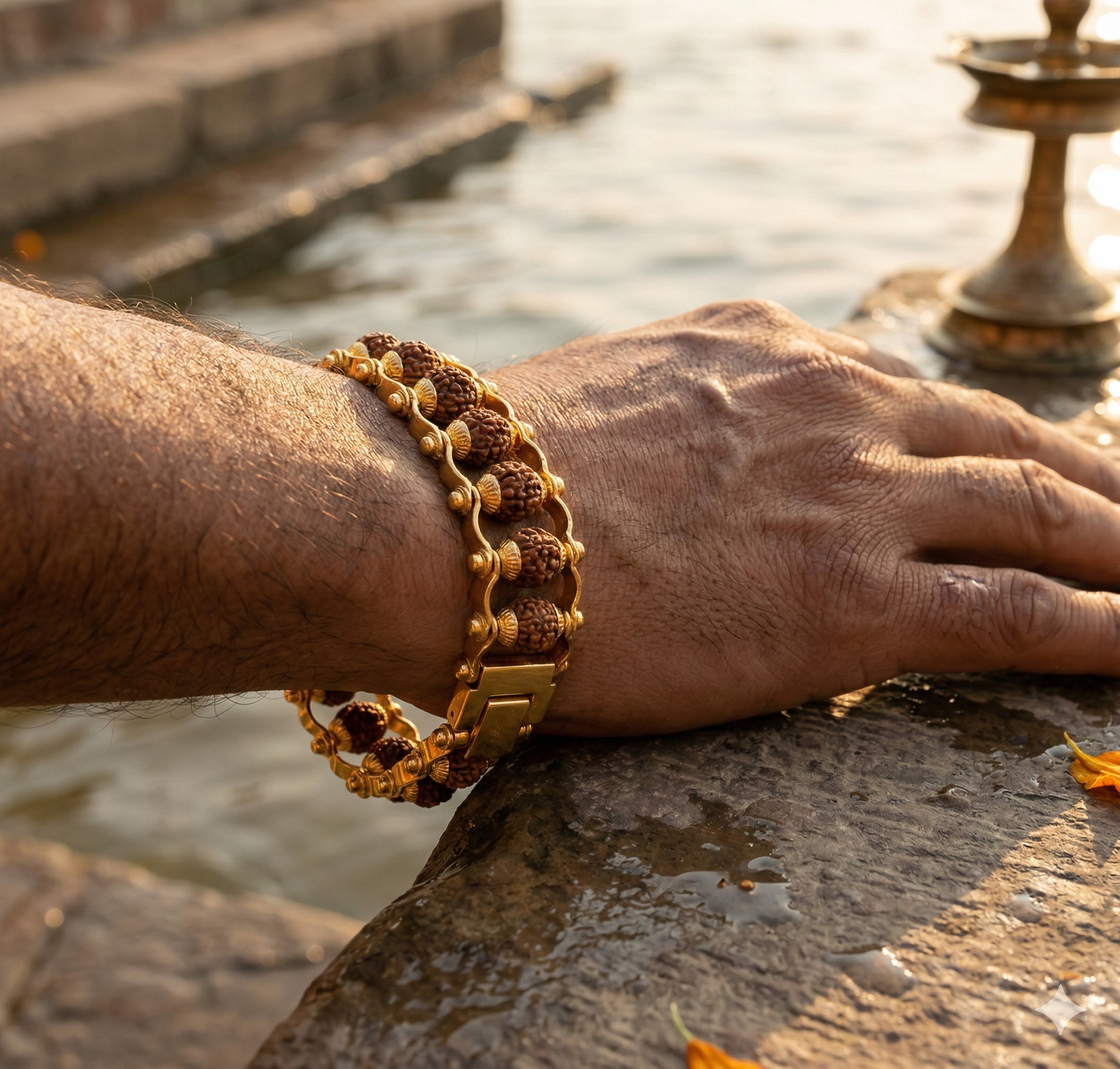 Neelkanth Gold Plated Rudraksha Bracelet
