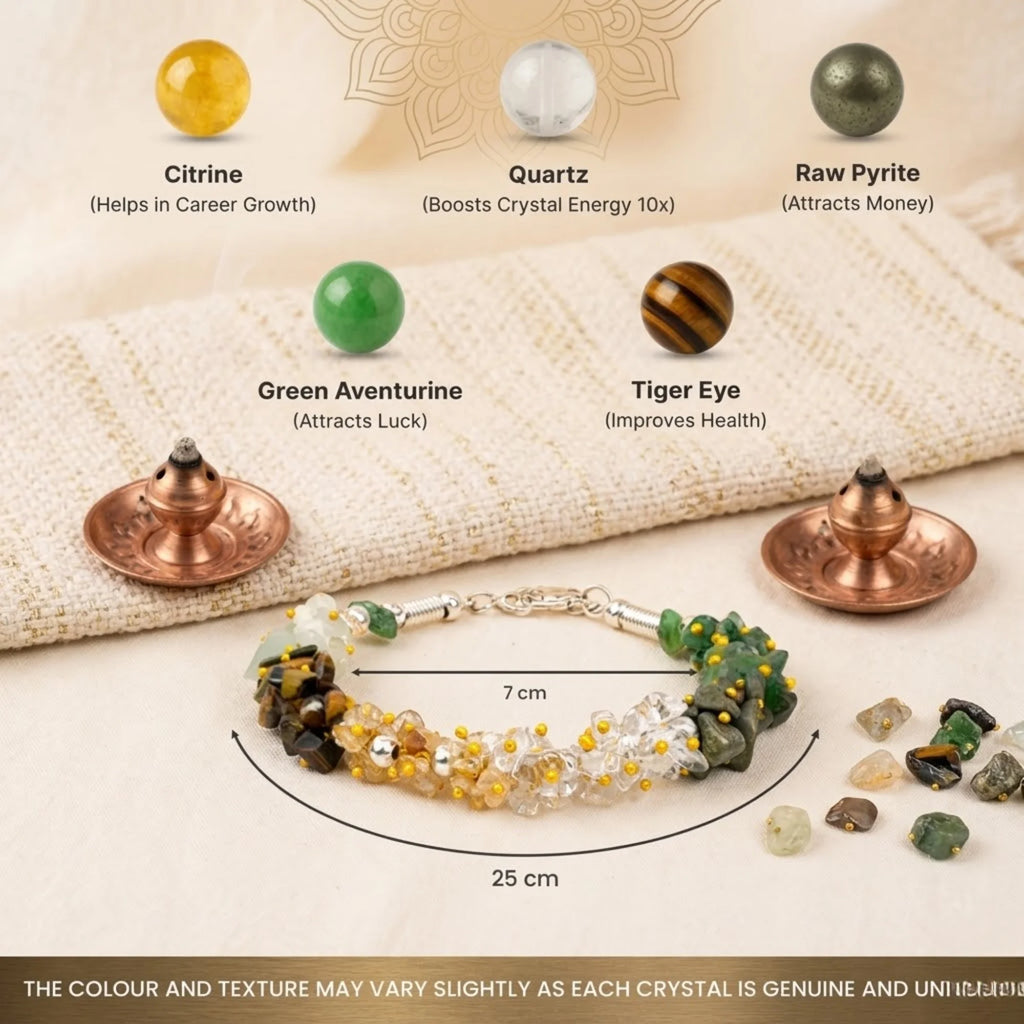 Dhanyog Chips Bracelet - Free Selenite Plate ( Charger )