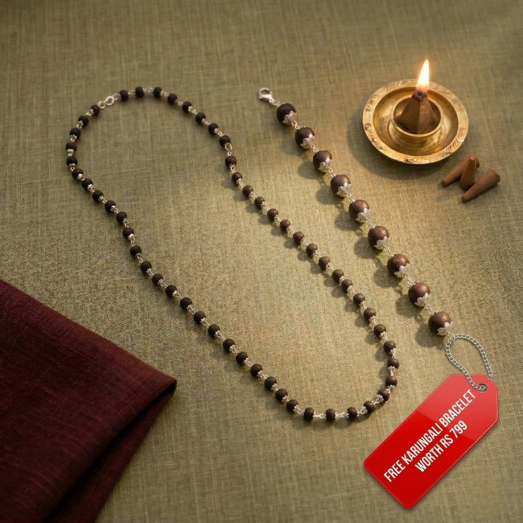 Certified Karungali Mala with "Free Karungali Bracelet"