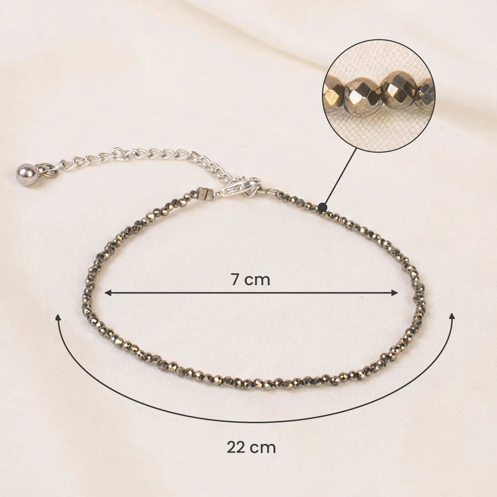 Dhanashree Pyrite Anklet + Free Pyrite Cluster