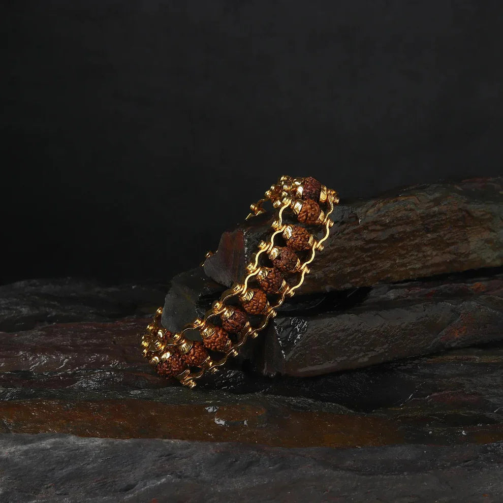 Neelkanth Gold Plated Rudraksha Bracelet