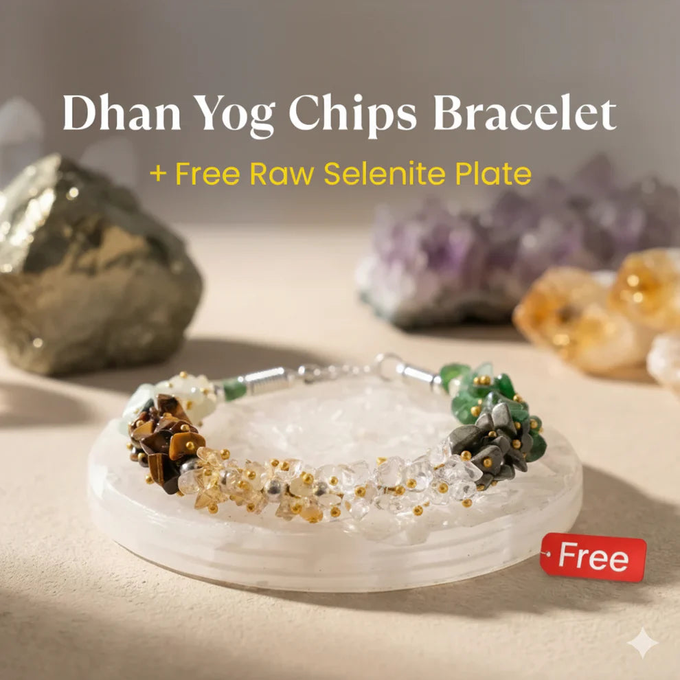 Dhanyog Chips Bracelet - Free Selenite Plate ( Charger )