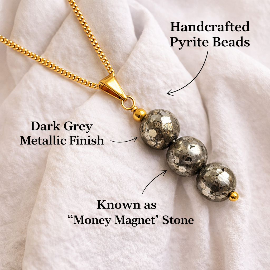 Mahalaxmi Ultimate Pyrite Combo - Pyrite Anklet, Pyrite Cluster, Pyrite Necklace
