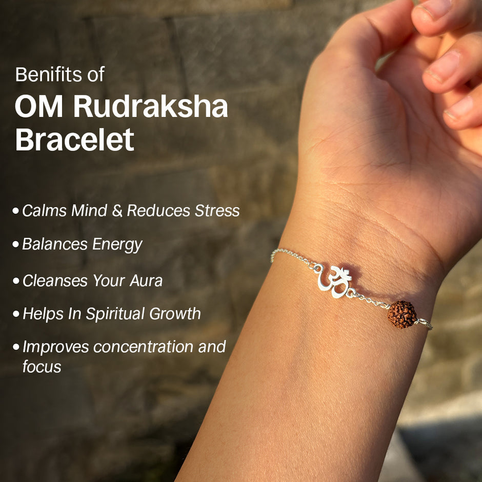 ॐ Rudraksha Pure Silver Bracelet