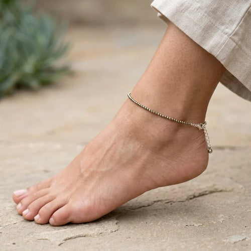 Dhanashree Pyrite Anklet + Free Pyrite Cluster