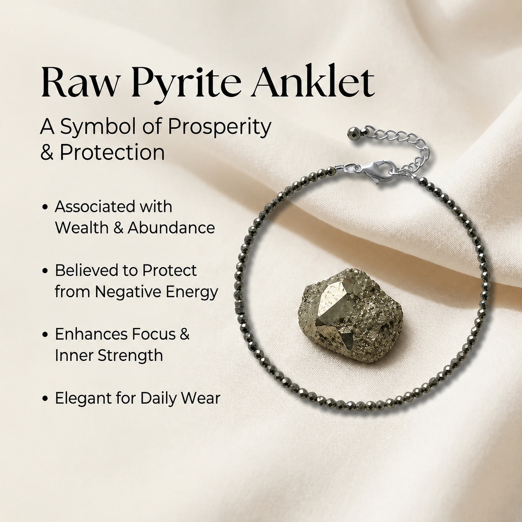 Dhanashree Pyrite Anklet + Free Pyrite Cluster