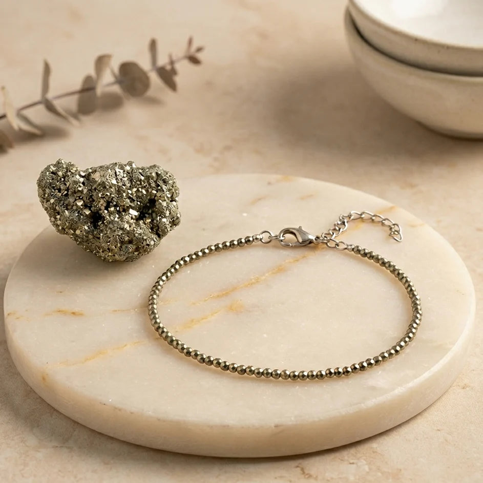 Dhanashree Pyrite Anklet + Free Pyrite Cluster